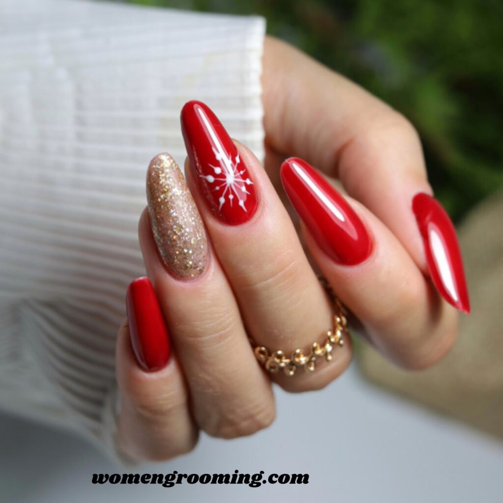 Red and Gold Nails