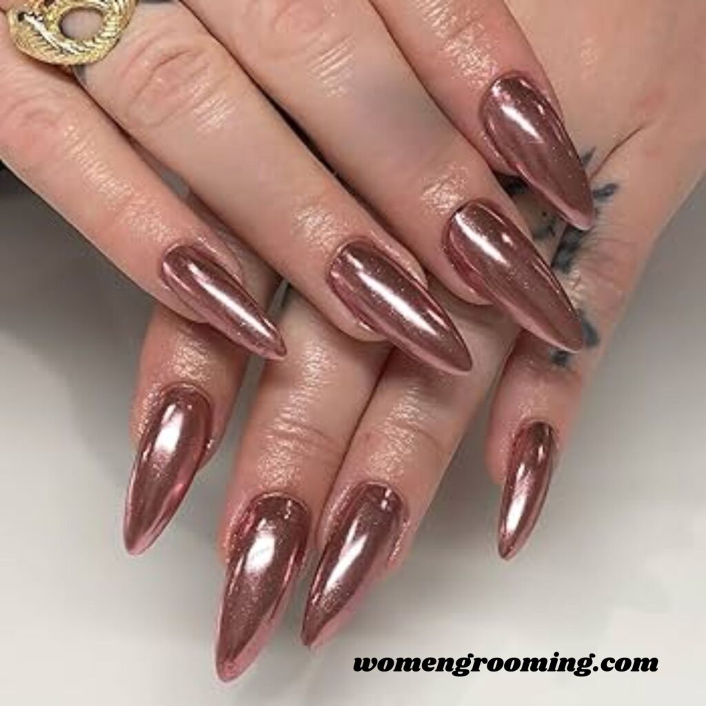 Rose Gold Chrome Nails (1)