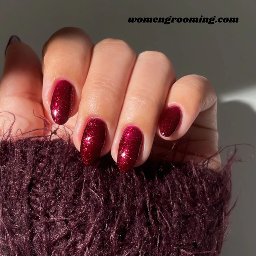 Ruby Glitter Nails