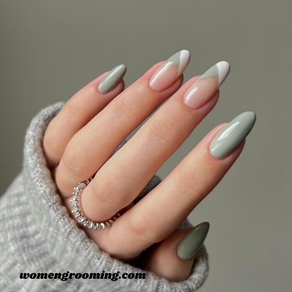 Sage Green French Tips