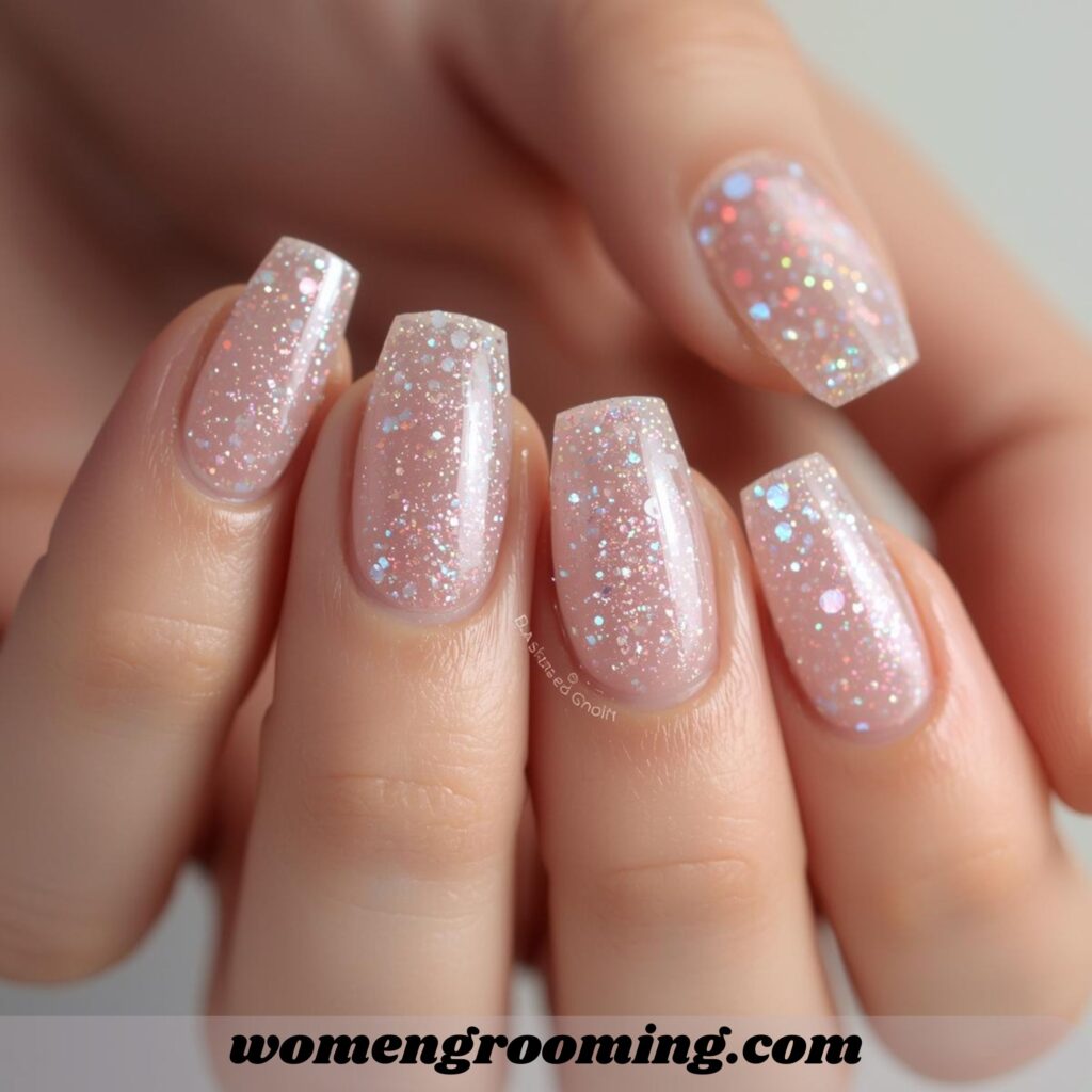 Sheer Glitter Nails