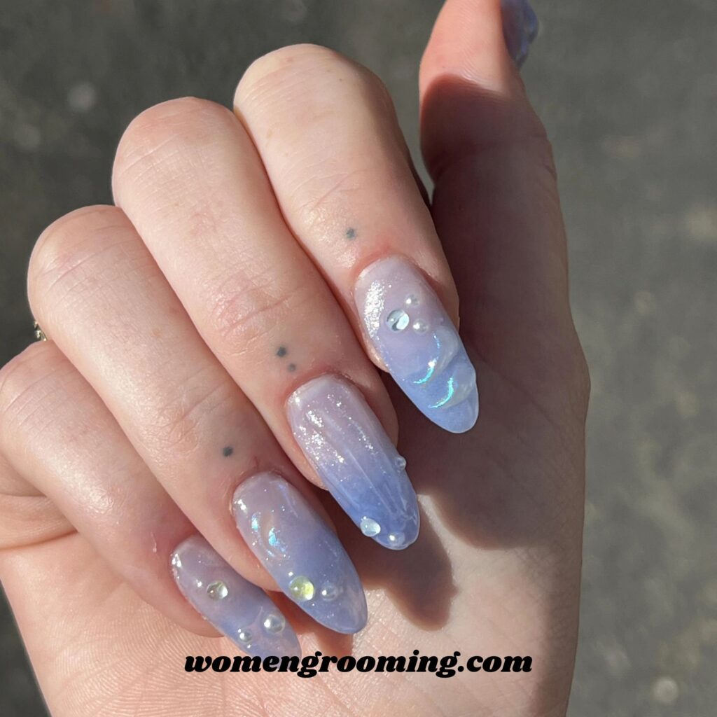 Sheer Ice Blue Jelly Nails