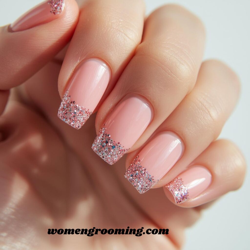 Sheer Pink with Glitter Tips