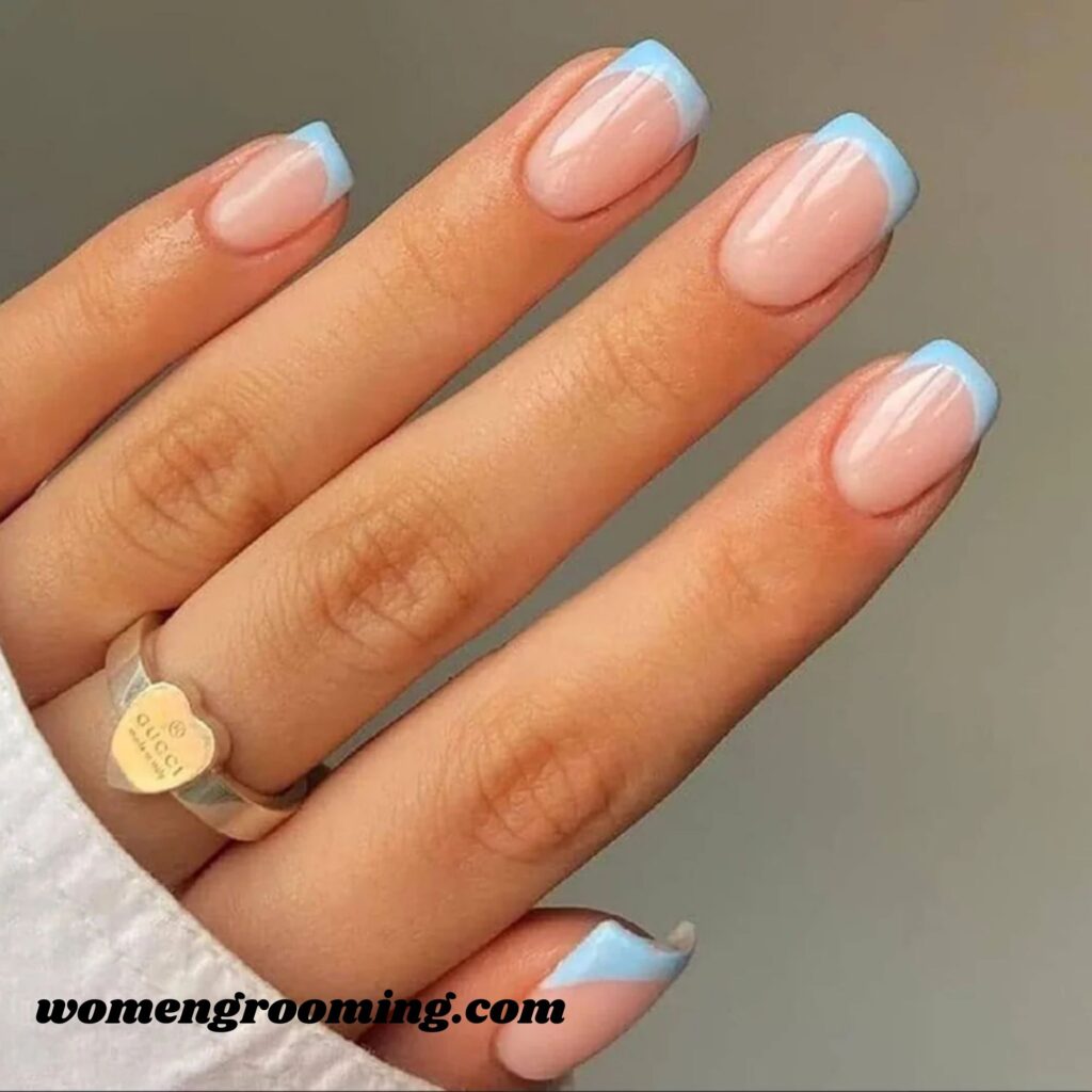 Short Blue French Tips