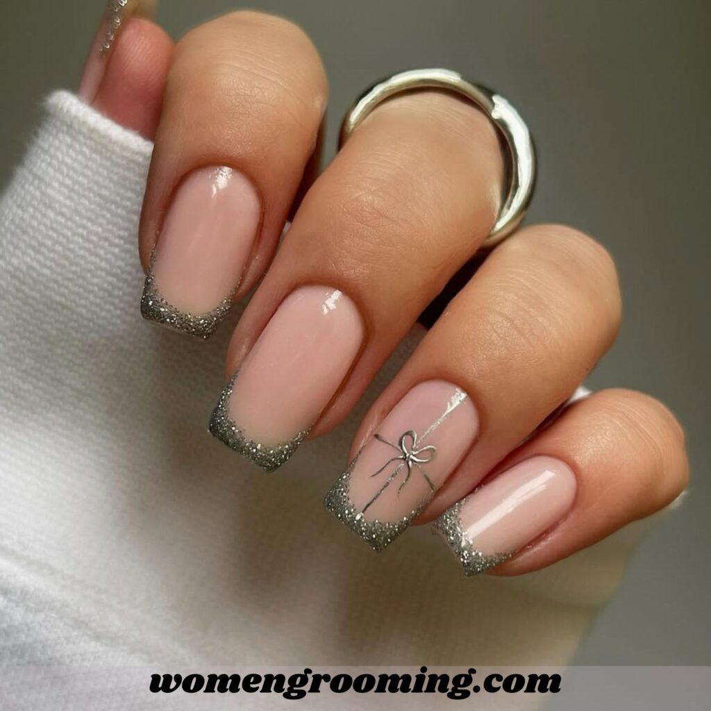 Short Glitter French Tips