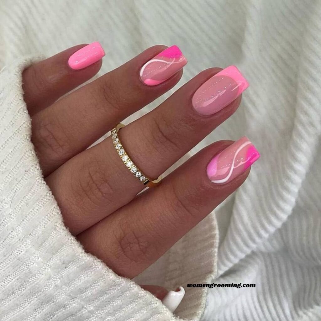 Short Glossy Pink Nails