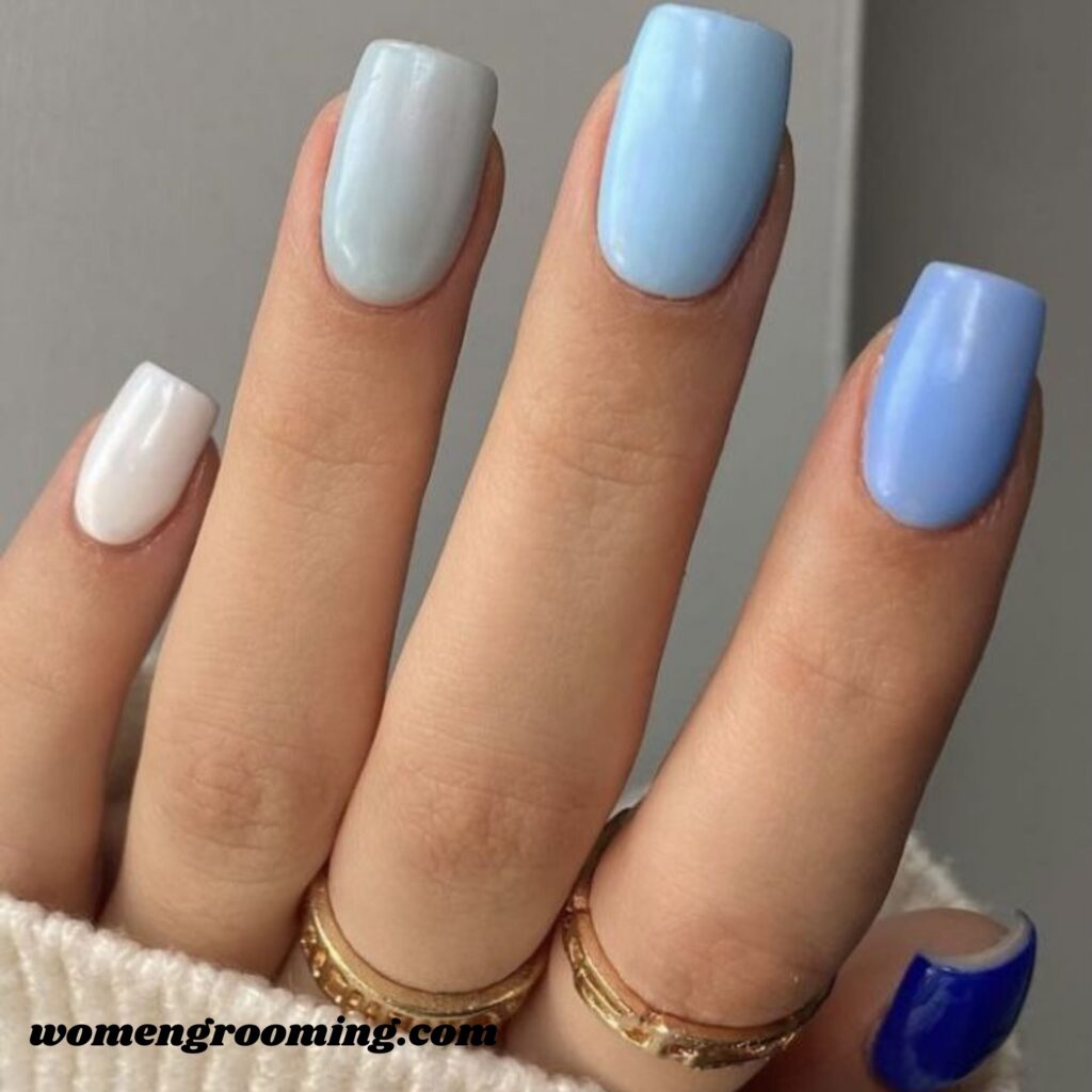 Short Ice Blue Nails