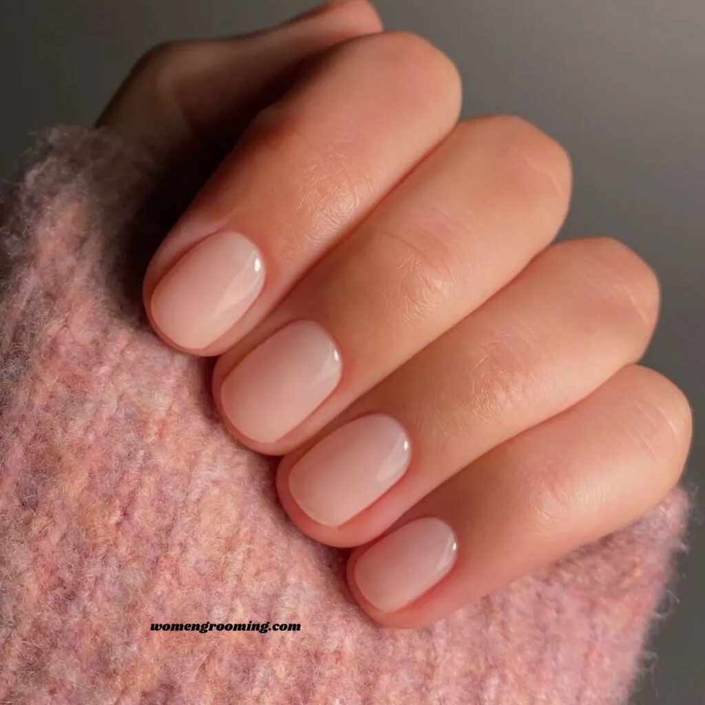 Short Milky Pink Nails
