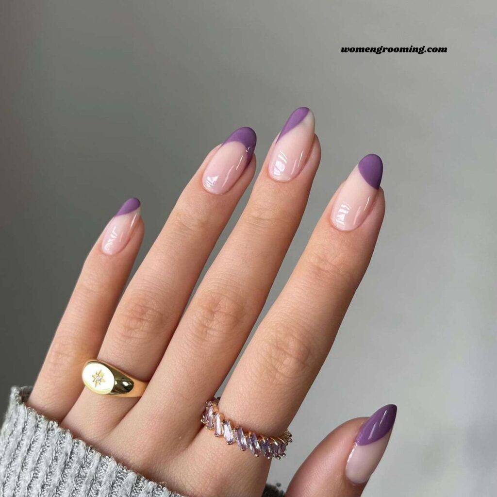 Short Purple French Tips