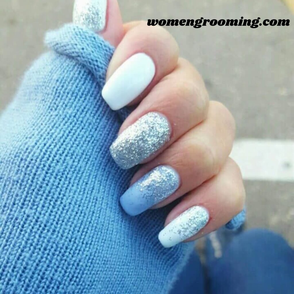Silver-Blue Shimmer Nails (1)