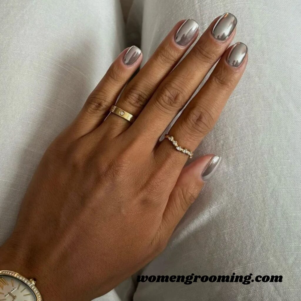 Silver Chrome Short Nails