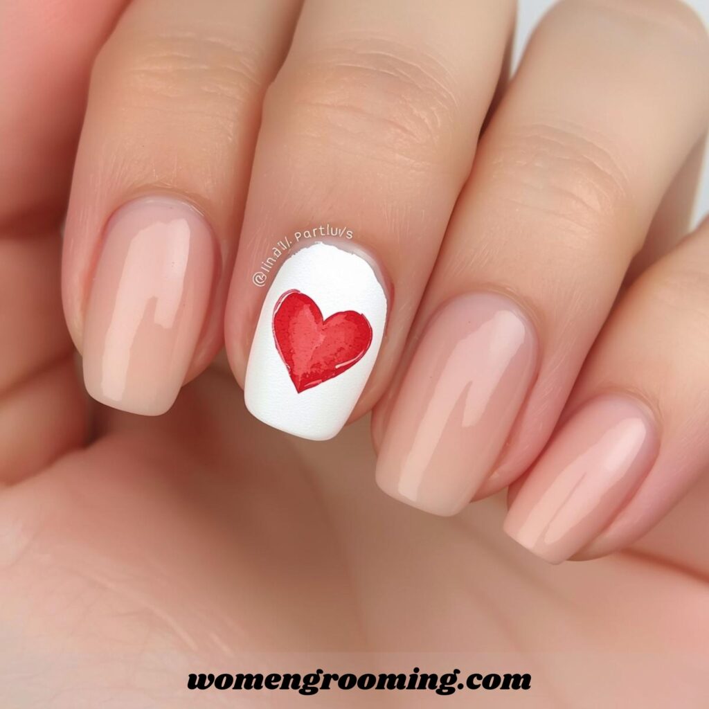 Single Heart Accent Nail