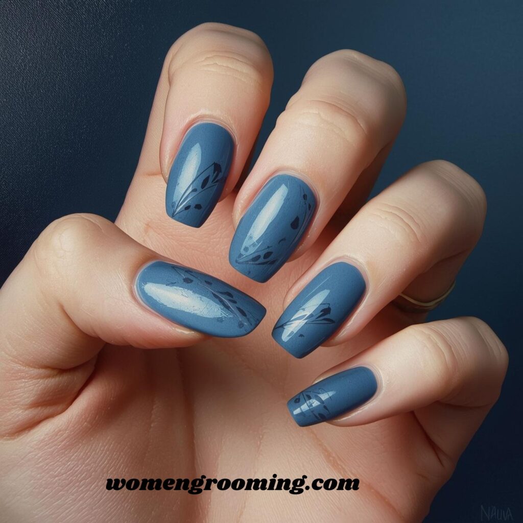 Smoky Ice Blue Nails