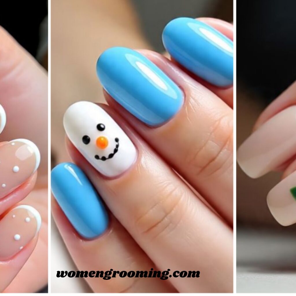 Snow-Dusted Blue Nails