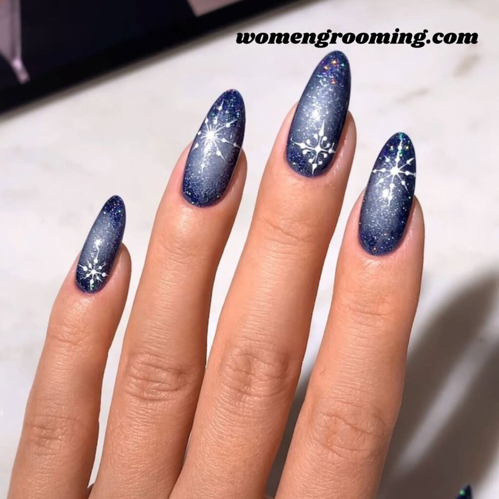 Snow Ombre Blue Nails