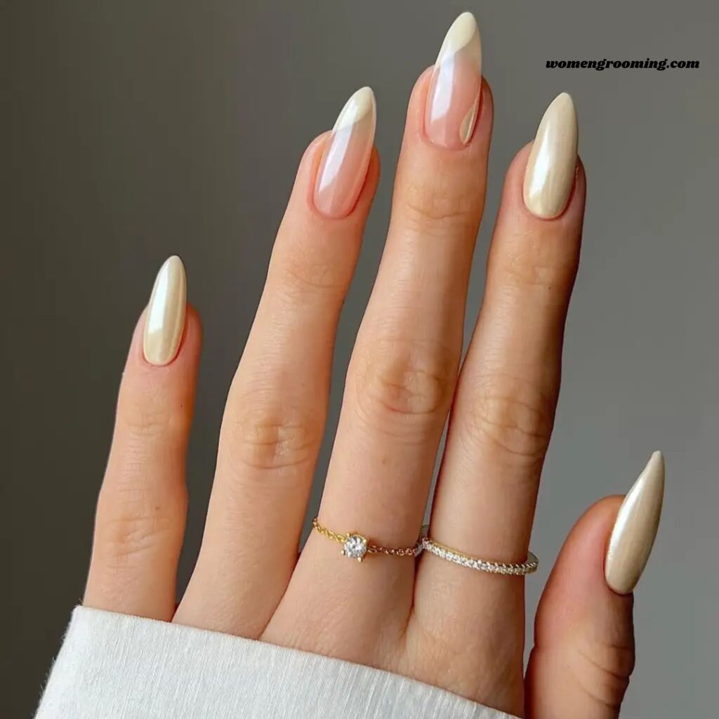 Soft Chrome Nude Nails