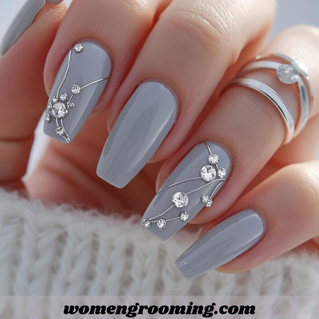 Soft Gray Nails