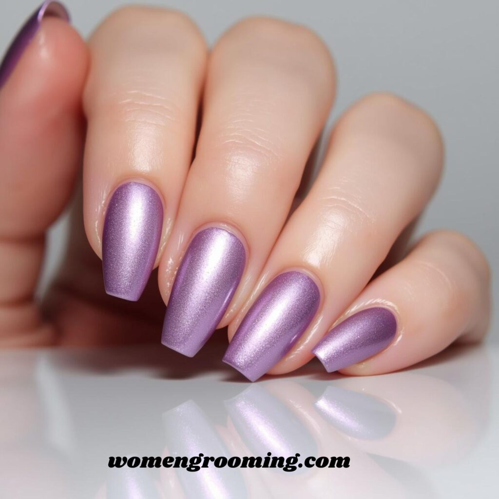 Soft Metallic Purple Nails
