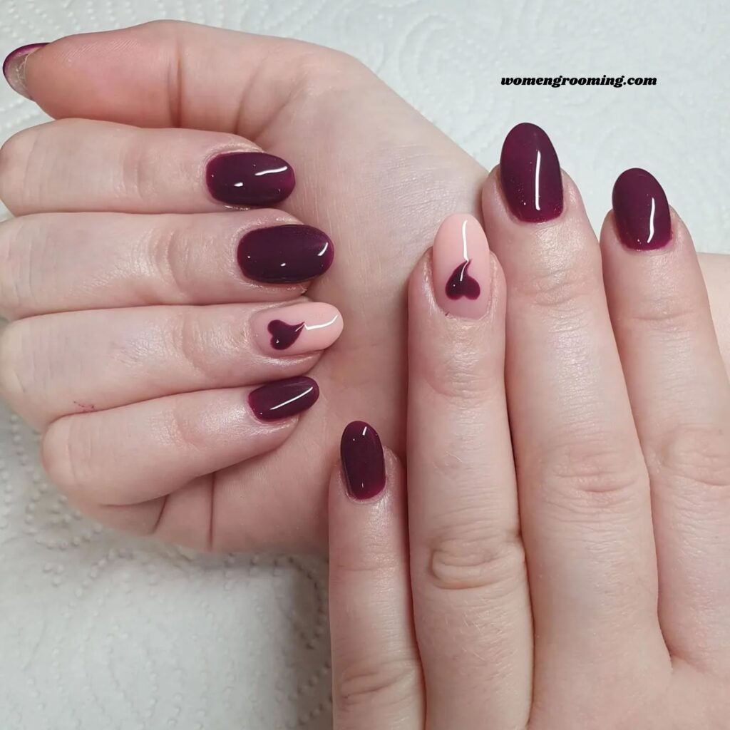 Soft Purple Heart Accent Nails