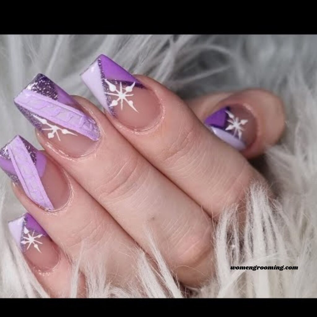 Soft Purple Snowflake Nails