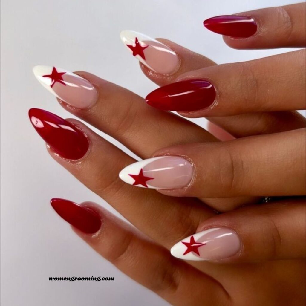 Star Accent Almond Nails