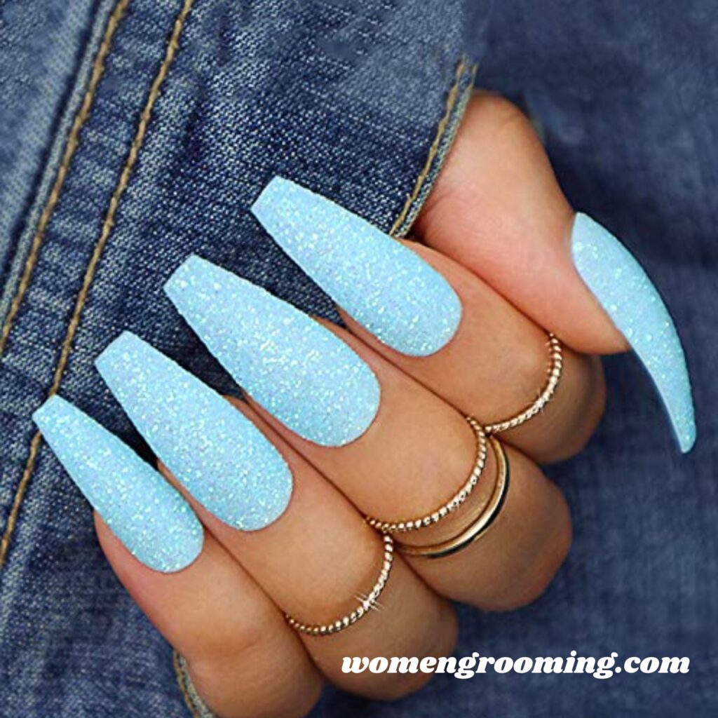 Sugar Effect Blue Nails