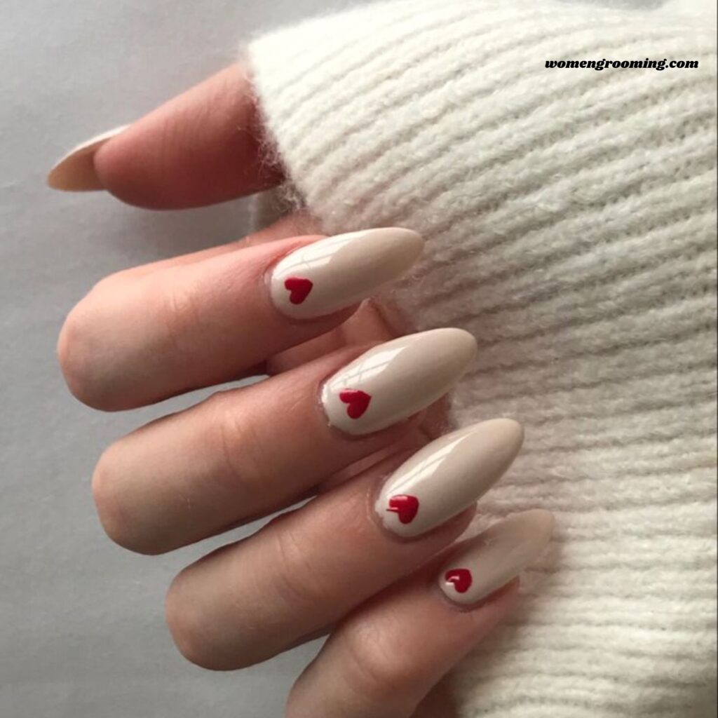Tiny Heart Almond Nails