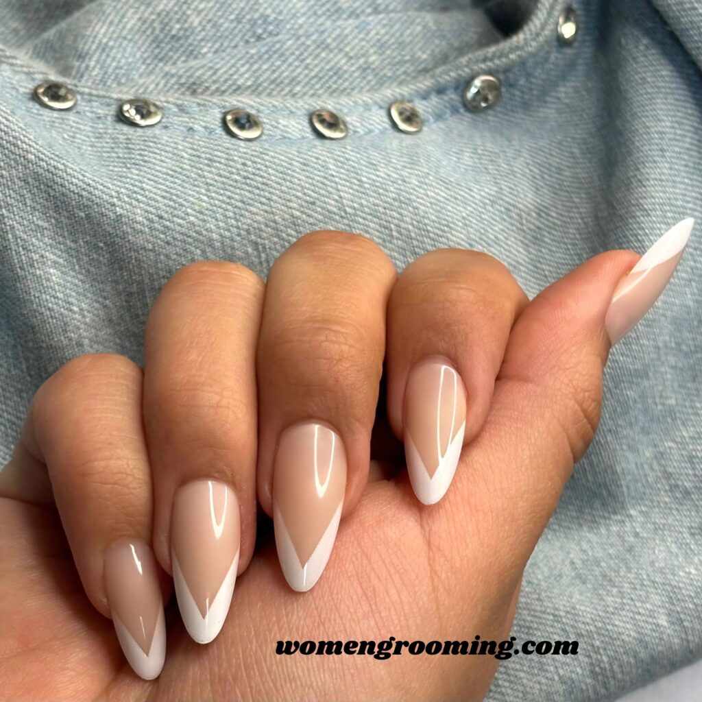 V-Shape French Almond Nails