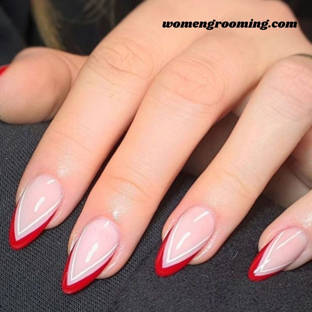 V-Shape Red French Tips