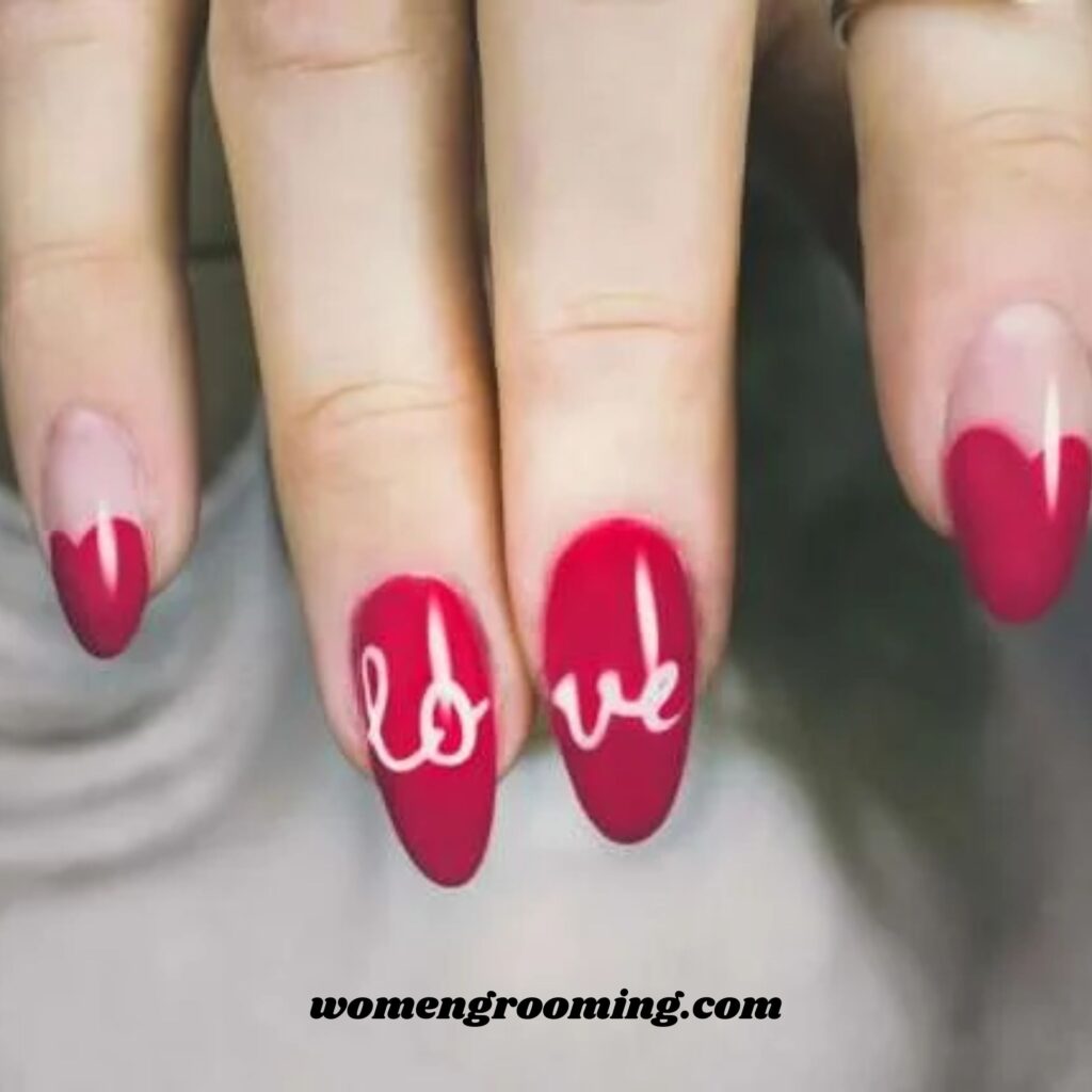 Valentine Love Script Nails