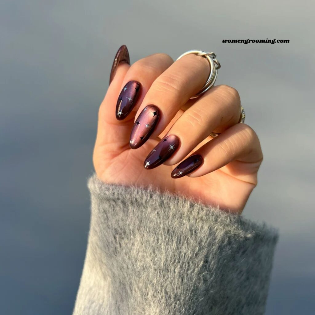 Velvet Finish Cat Eye Nails