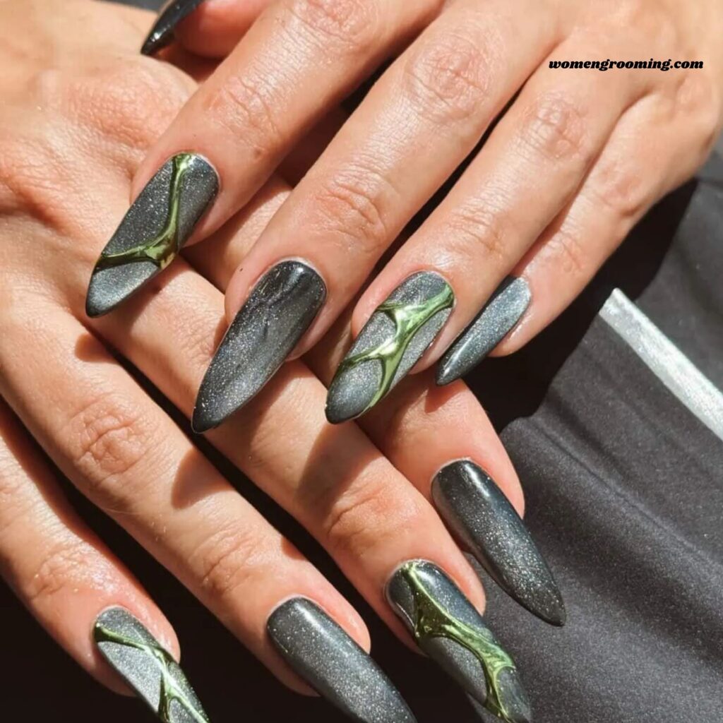 Cat Eye Glitter Nails