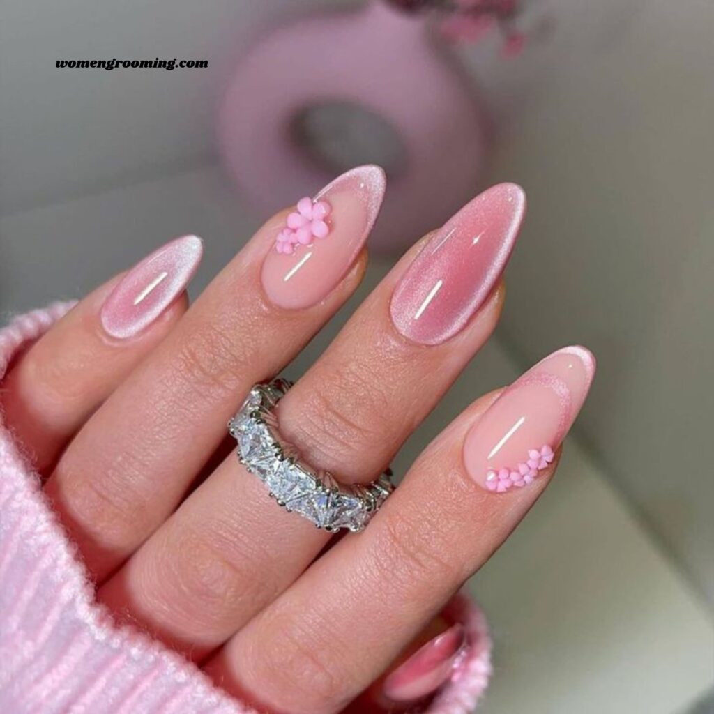 Velvet Pink Almond Nails
