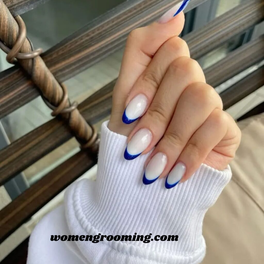 White Base with Blue French Tips