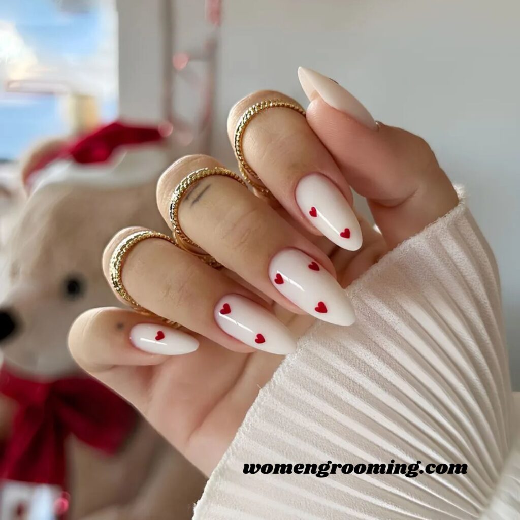 White Nails with Red Hearts (1)