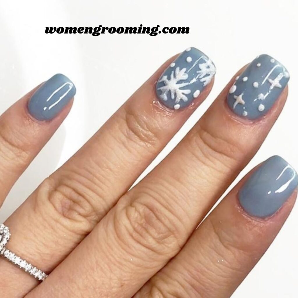 White Snowflakes on Blue Base