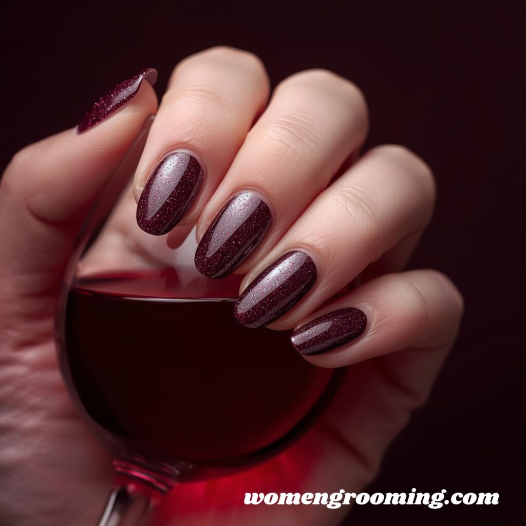 Wine-Toned Purple Nails
