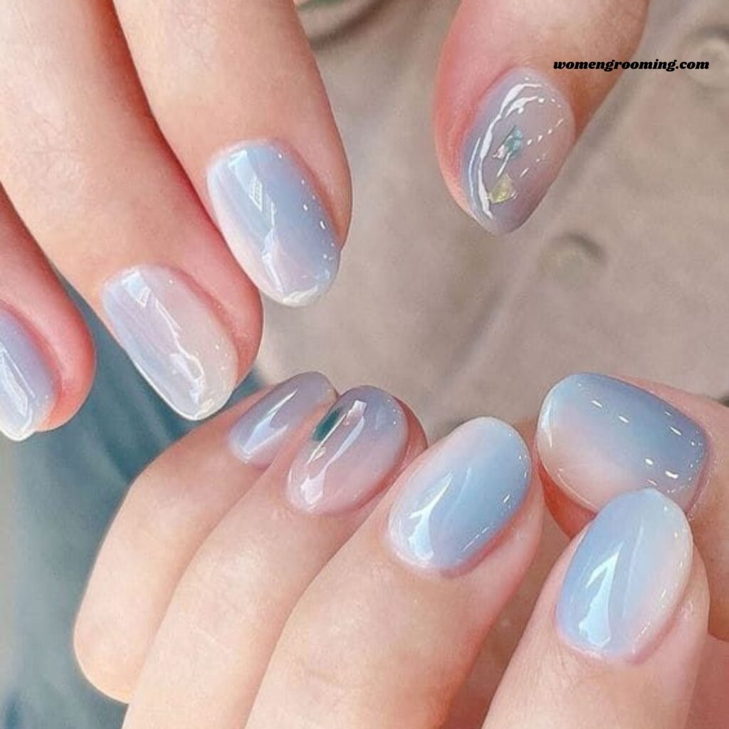 Winter Sky Ombre Nails