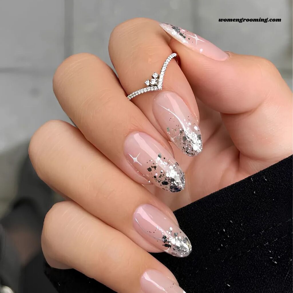 silver glitter nails (1)