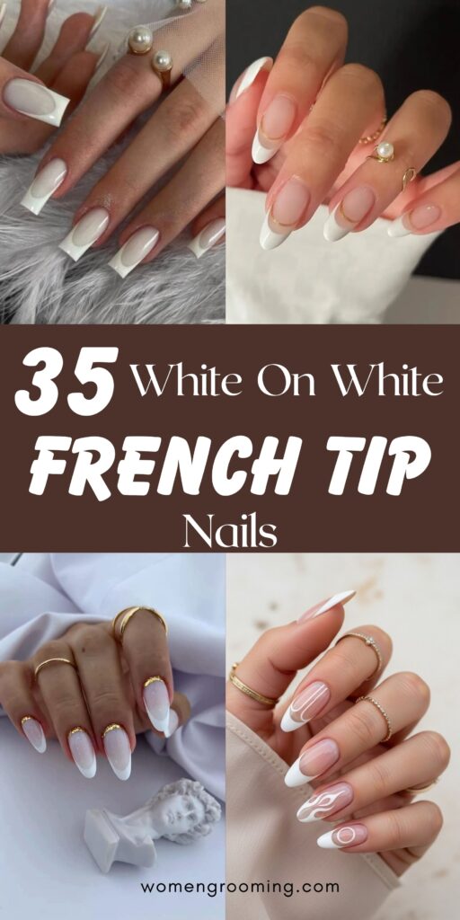 white on white french tip nails