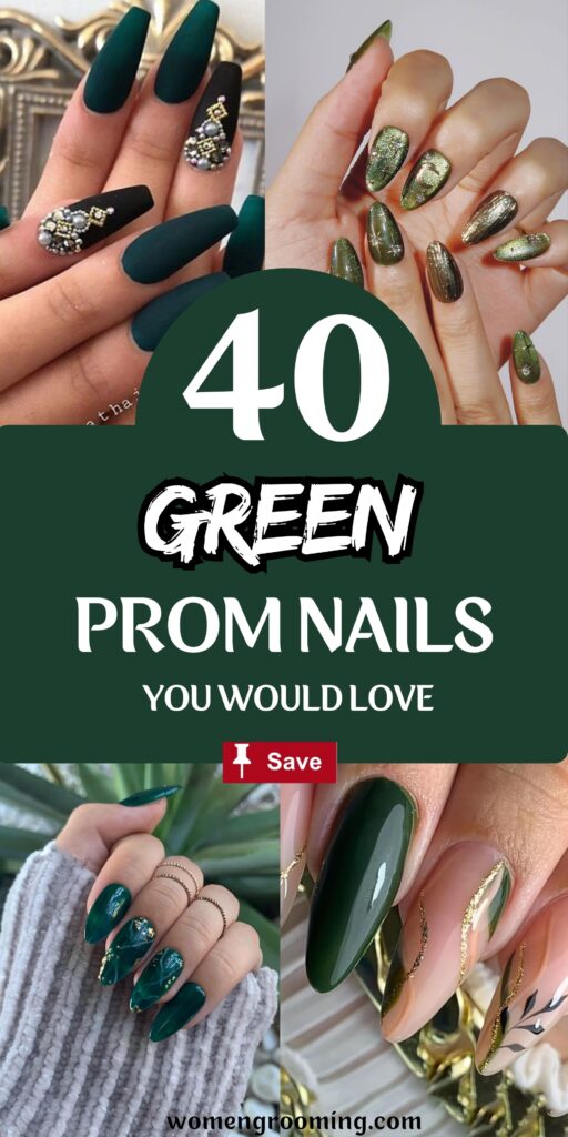 green prom nails