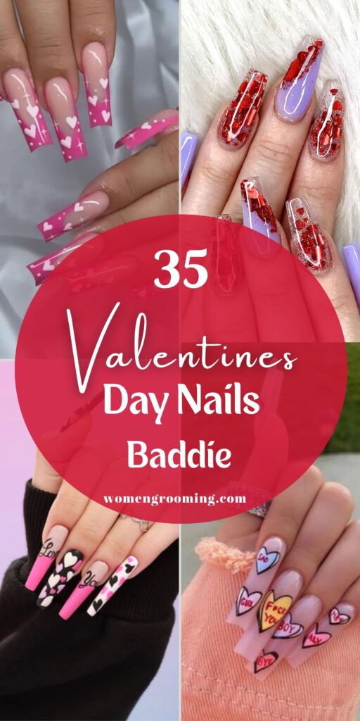 valentines day nails baddie