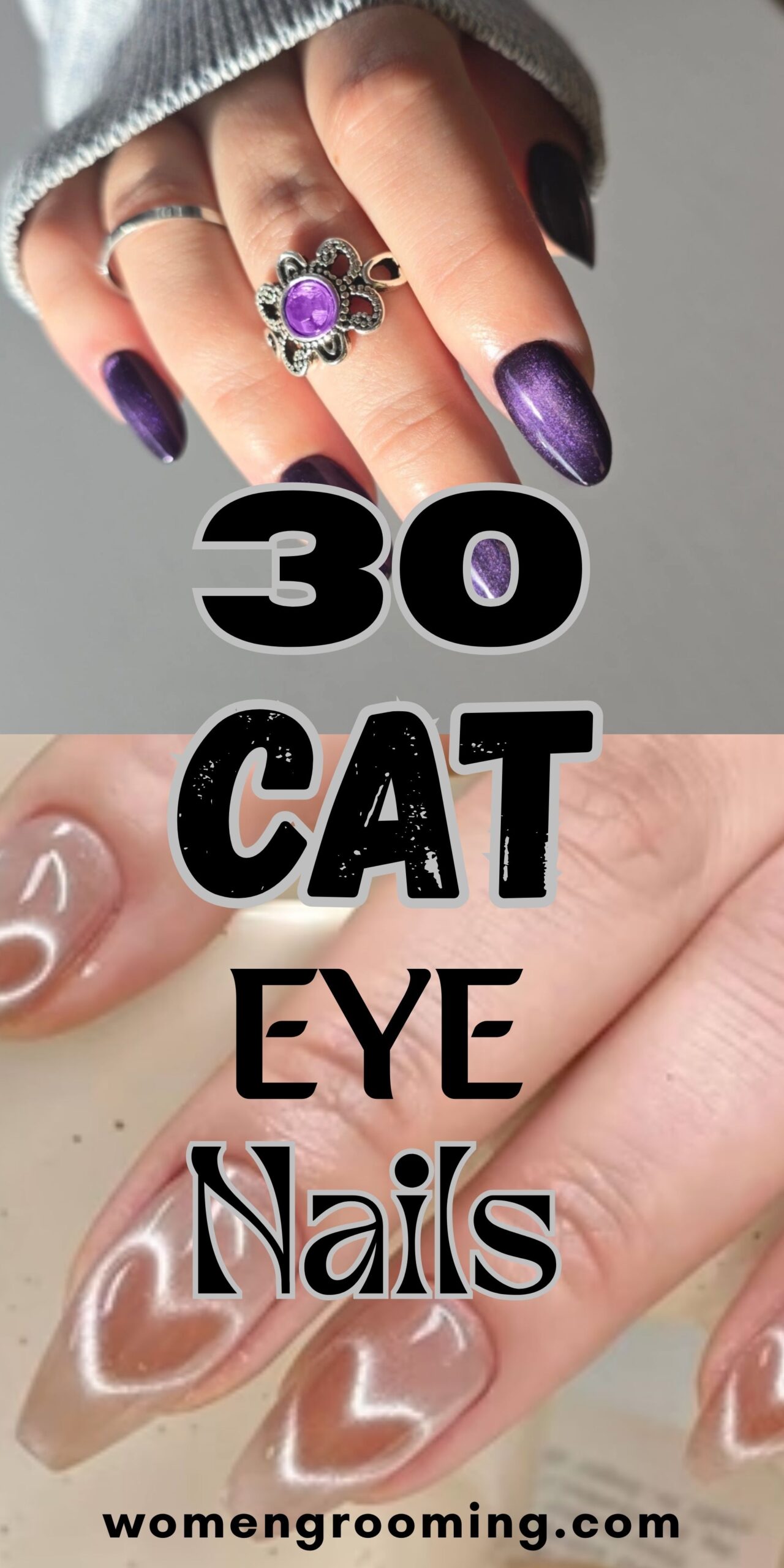 30 Winter Cat Eye Nails That Look Magical & Trendy
