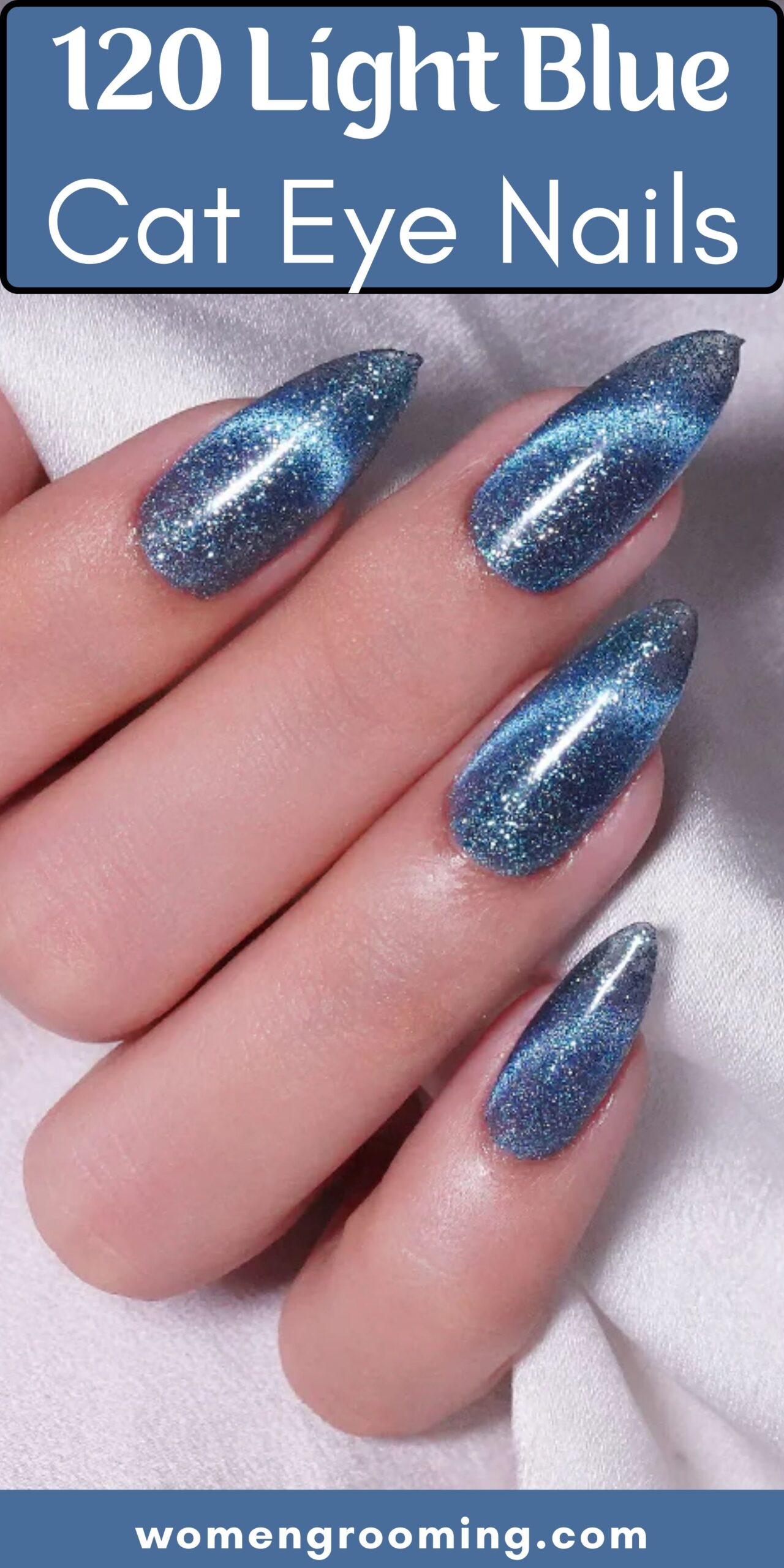 120 Light Blue Cat Eye Nails That Look Magical