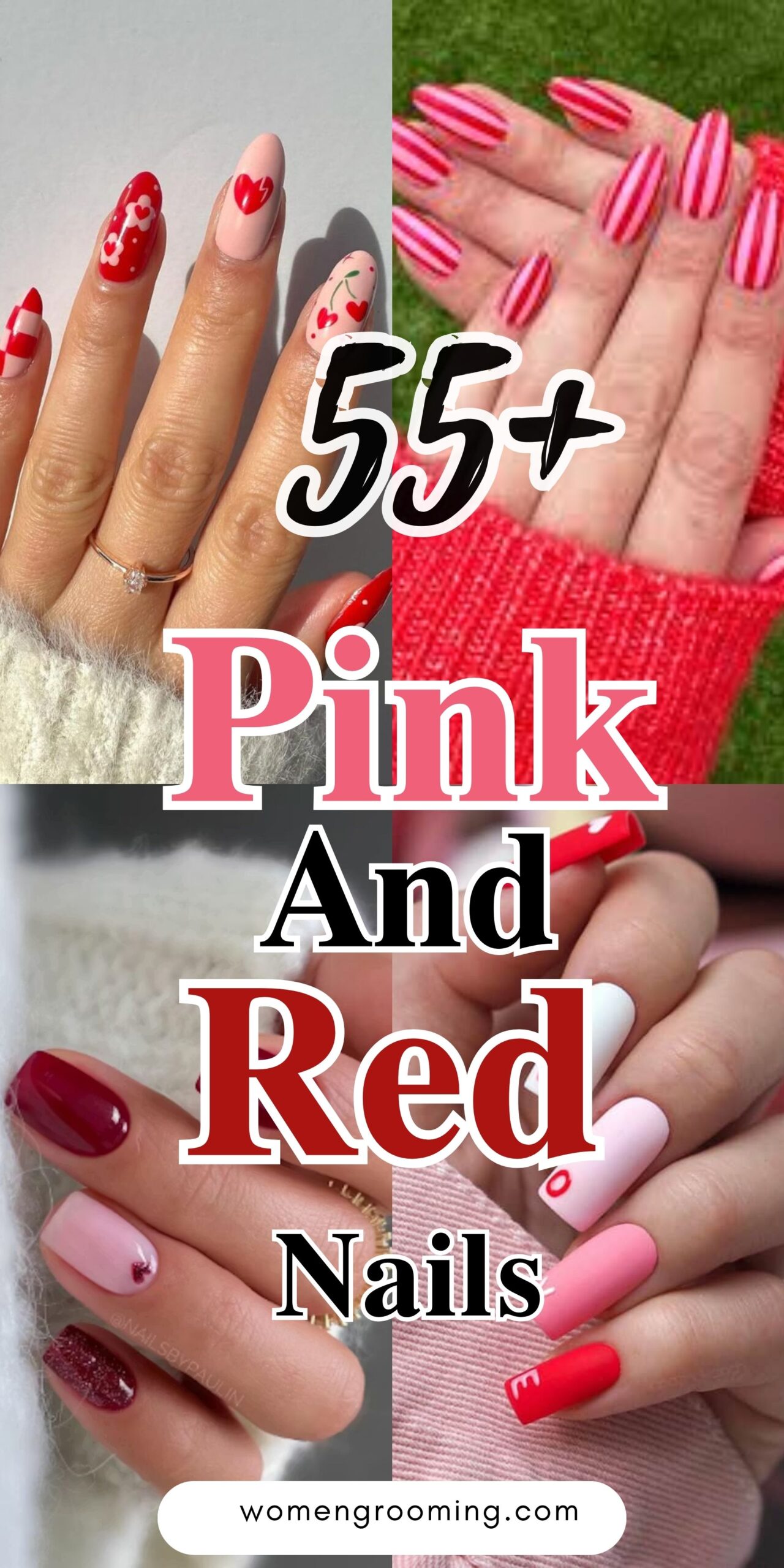 55+ Pink and Red Nails That Look Romantic & Bold