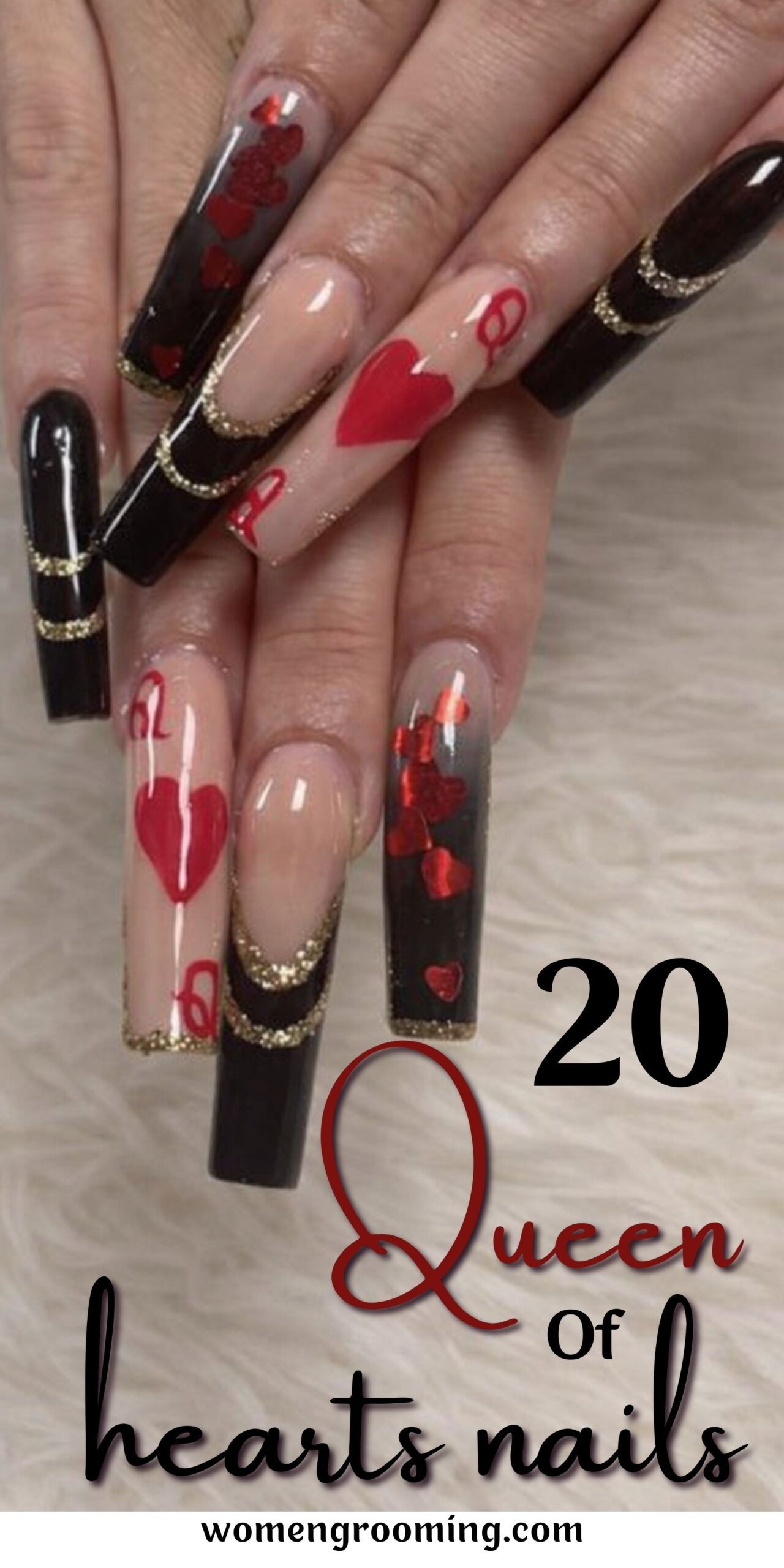 20 Queen of Hearts Nails That Look Bold & Royal