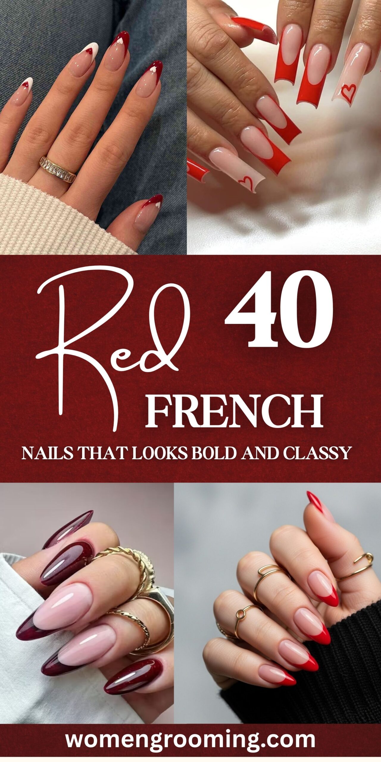40 Red French Nails That Look Bold & Classy