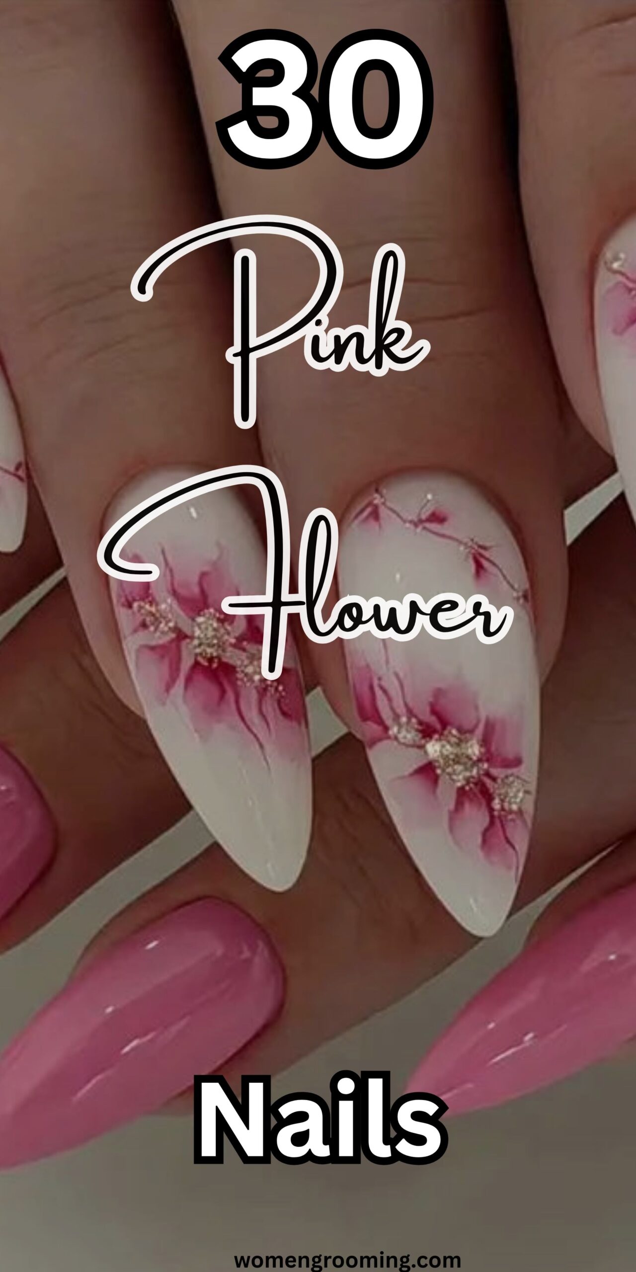 30 Pink Flower Nails That Are So Pretty