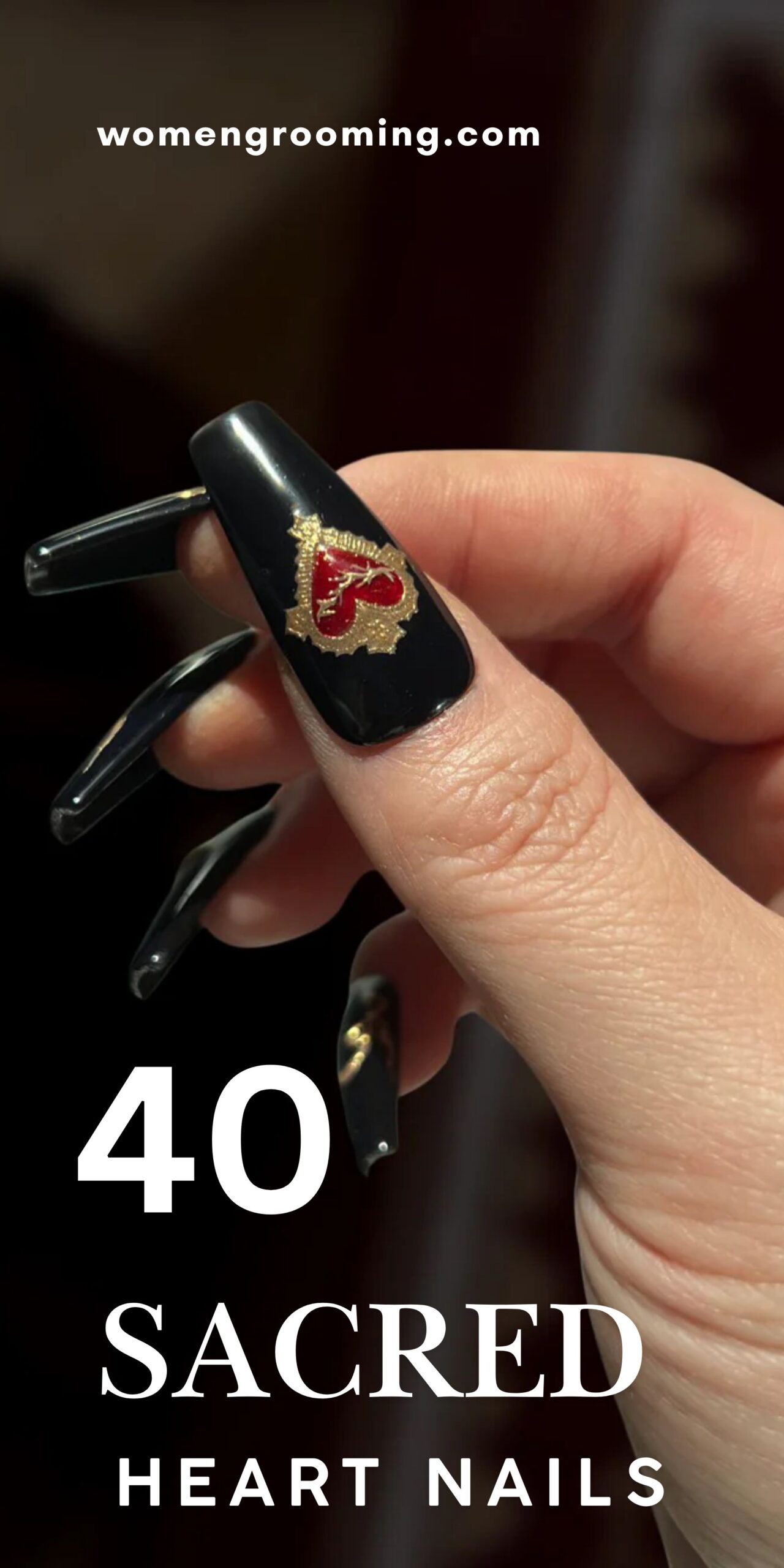 40 Sacred Heart Nails That Look Bold & Divine