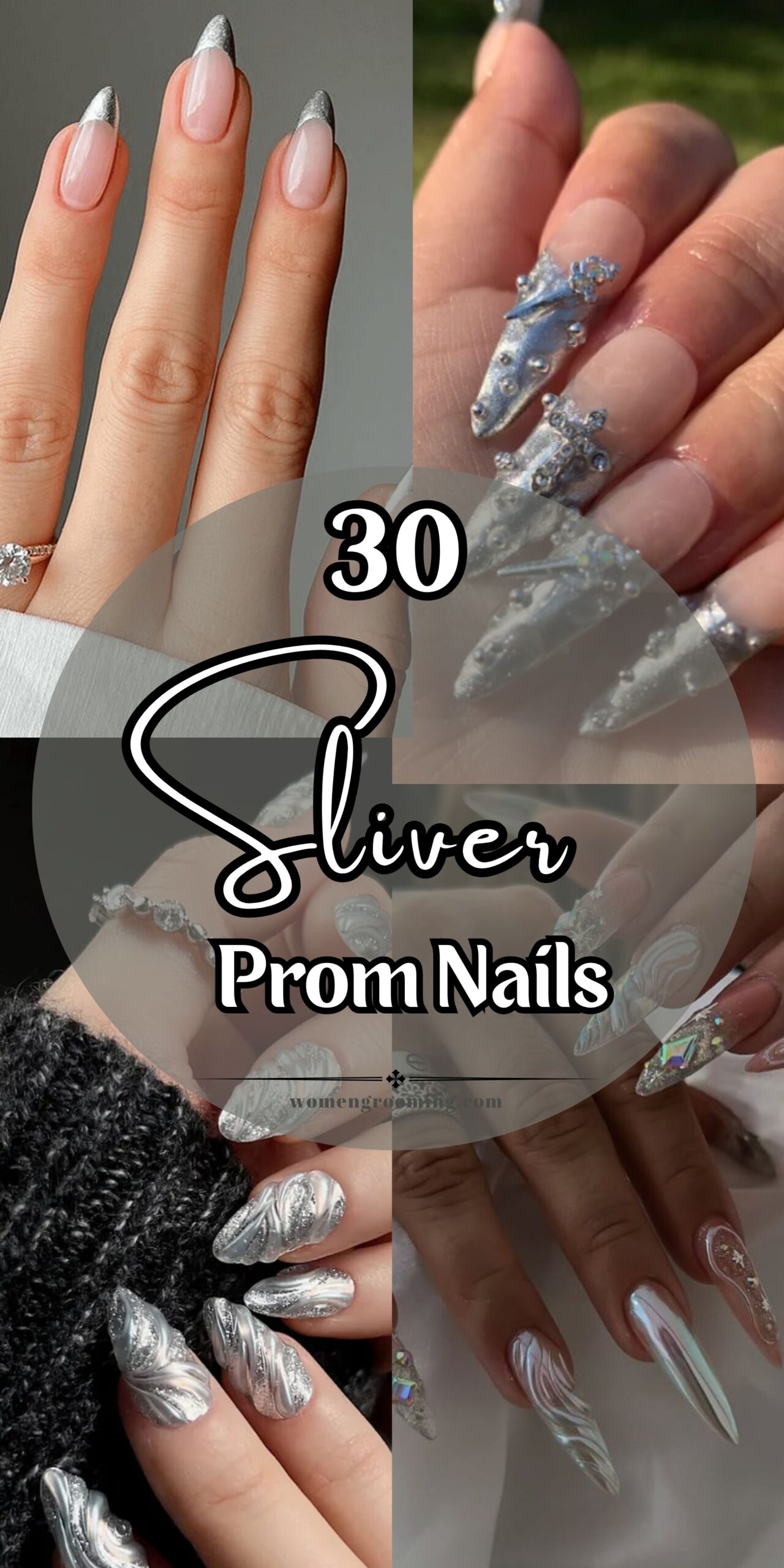 30 Silver Prom Nails Ideas for a Sparkling, Glamorous Look β¨π